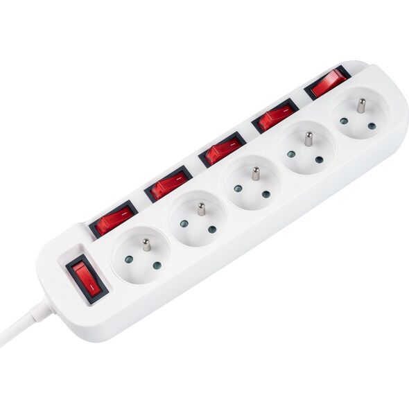 Rebel Przedłużacz sieciowy Rebel z 6 wyłacznikami  5 gniazd - 3m
