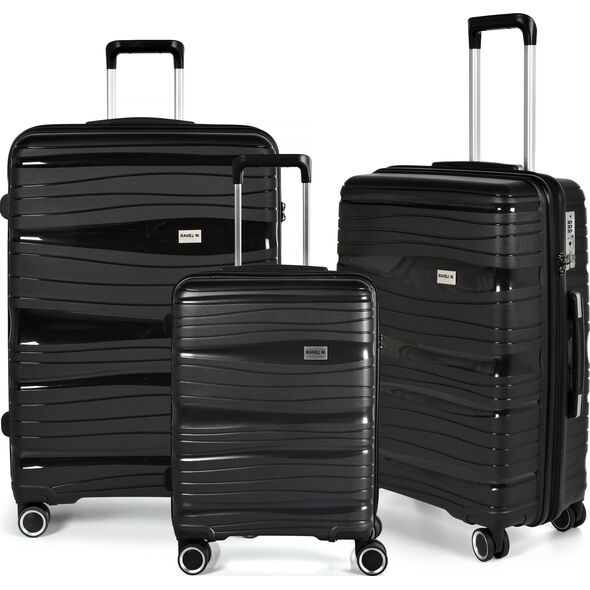 Stickn Kuffertsæt RW Travel Alfrida sort 20”/24”/28” PP-plast med TSA-lås