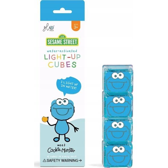 Glo Pals Glo Pals, Kostki sensoryczne świecące w wodzie - Ciasteczkowy Potwór, 4 szt.