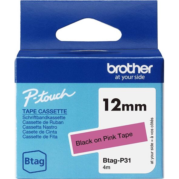 Brother Brother BTAG-P31 taśmy do etykietowania Czarny na różowym