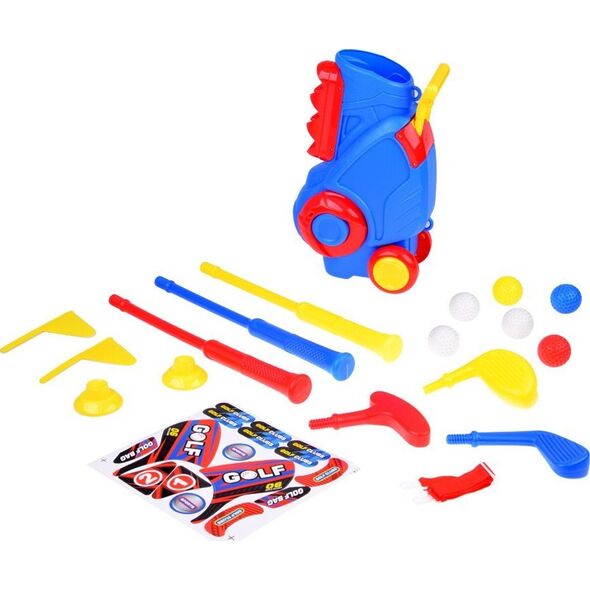 Jokomisiada Zestaw do gry Mini Golf kije + piłki + stojak na kółkach dla dzieci SP0804