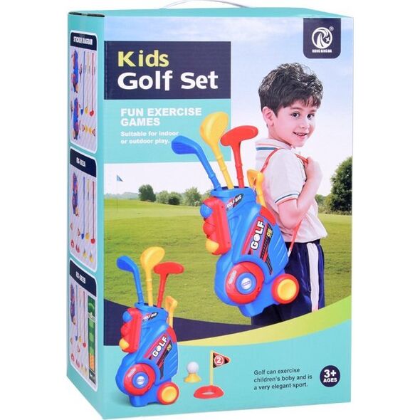 Jokomisiada Zestaw do gry Mini Golf kije + piłki + stojak na kółkach dla dzieci SP0804
