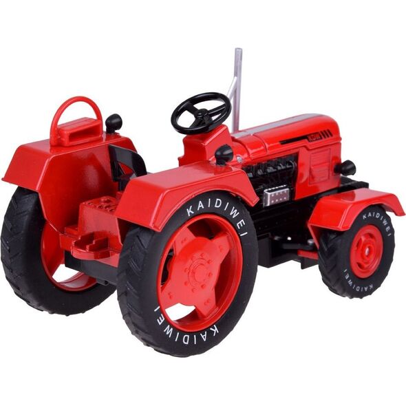 Jokomisiada Czerwony Metalowy Traktor z przyczepką Skrętne Gumowe koła 1:18 ZA5202