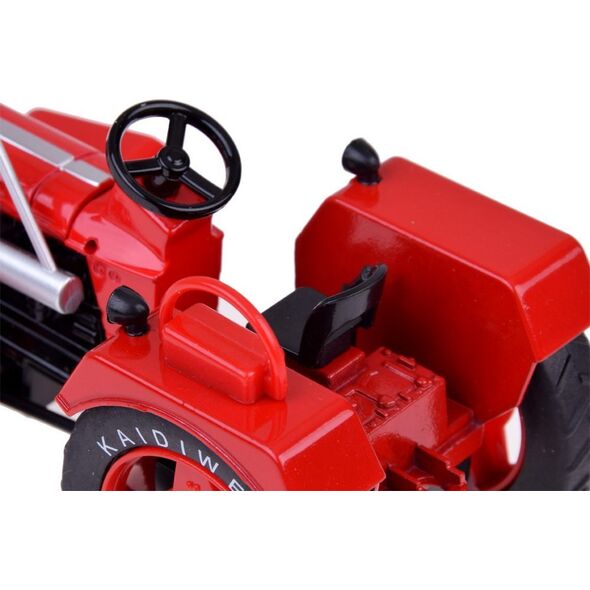 Jokomisiada Czerwony Metalowy Traktor z przyczepką Skrętne Gumowe koła 1:18 ZA5202