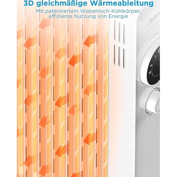 Grzejnik Midea Midea NY2009-22M | Oil Filled Radiator | 2000 W | Number of power levels 3 | White