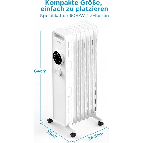 Grzejnik Midea Midea NY2009-22M | Oil Filled Radiator | 2000 W | Number of power levels 3 | White