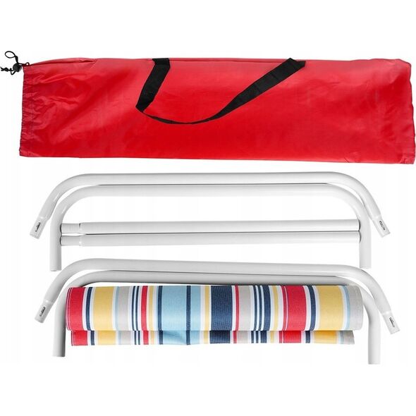 Vilde Leżak Plażowy Składany Metalowy Paski z Torbą Transportową VILDE 86x51,5cm