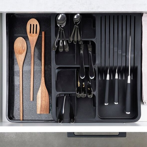 Vilde Wkład Organizer na Sztućce do Szuflady Rozsuwany Czarny VILDE 40 x 31 cm