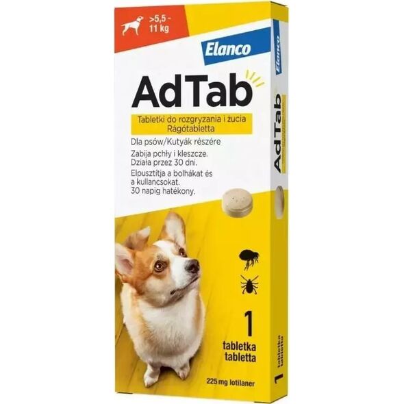 Elanco AdTab Tabletka na Kleszcze i Pchły dla Psa 5,5-11kg 1szt