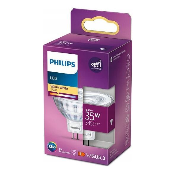 Philips Philips 8719514307629, 4.4 W, 35 W, GU5.3, 345 lm, 15000 h, Warm white