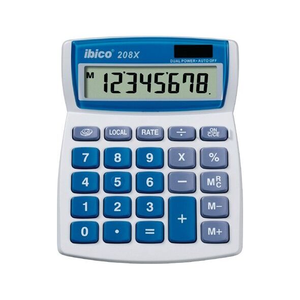Kalkulator Rexel Rexel Ibico 208X Desktop Calculator White/Blue (Boxed), 109 mm, 155 mm, 155 mm
