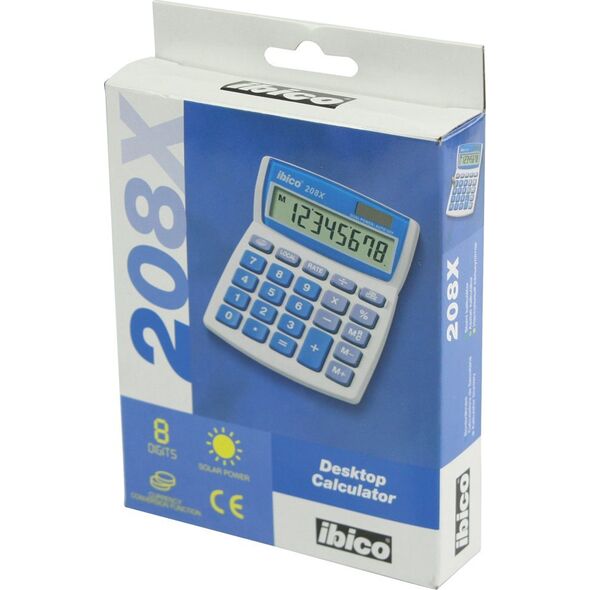 Kalkulator Rexel Rexel Ibico 208X Desktop Calculator White/Blue (Boxed), 109 mm, 155 mm, 155 mm