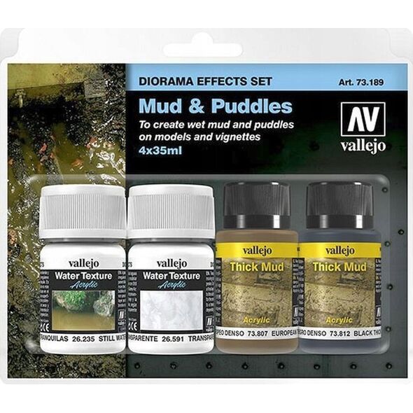 Vallejo Vallejo: 73.189 - Diorama Effects Set - Mud & Puddles (4 x 35 ml)