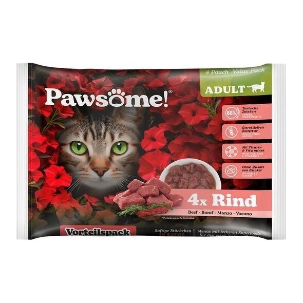 Pawsome Pawsome Adult Rind - wołowina saszetki 4x85g