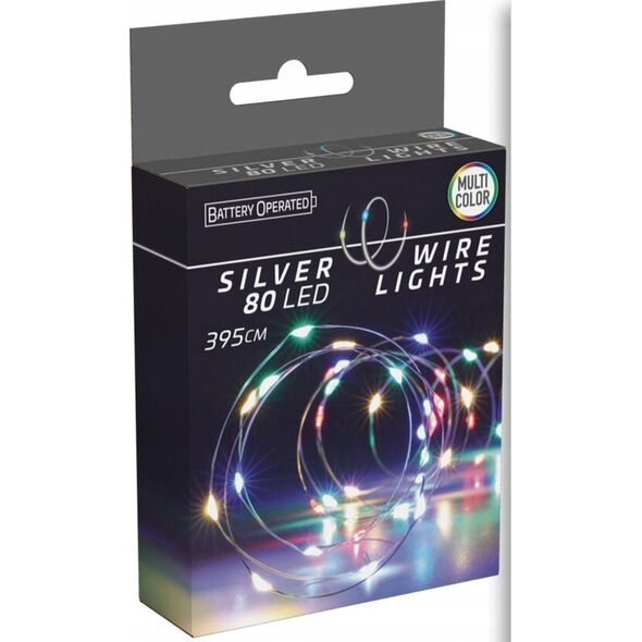 Lampki choinkowe Christmas decoration LAMPKI DRUCIKI NA BATERIE GIRLANDA 80 LED MULTIKOLOR