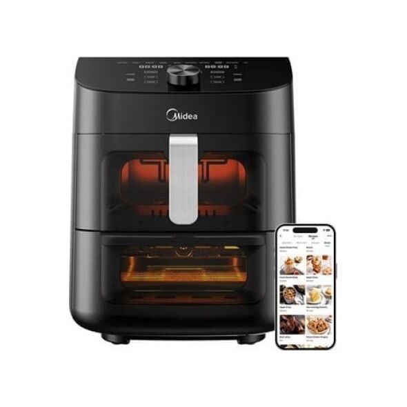 Frytkownica beztłuszczowa Midea Midea Two Zone Airfryer | MAD1100DADK | Power 1850 W | Capacity 4.4/6.4 L | Rapid Air technology | Black