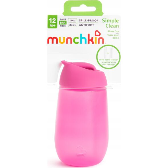 Munchkin MUNCHKIN straw cup SIMPLE CLEAN, 237ml, pink, 12m+, 90019