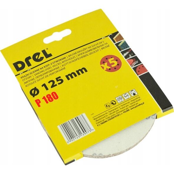 Drel Perforated adhesive sandpaper. Nov. P180, 5 pcs.