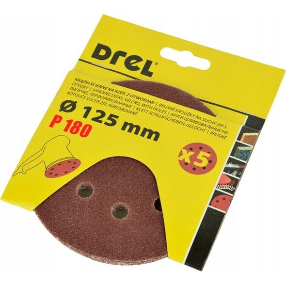 Drel Perforated adhesive sandpaper. Nov. P180, 5 pcs.