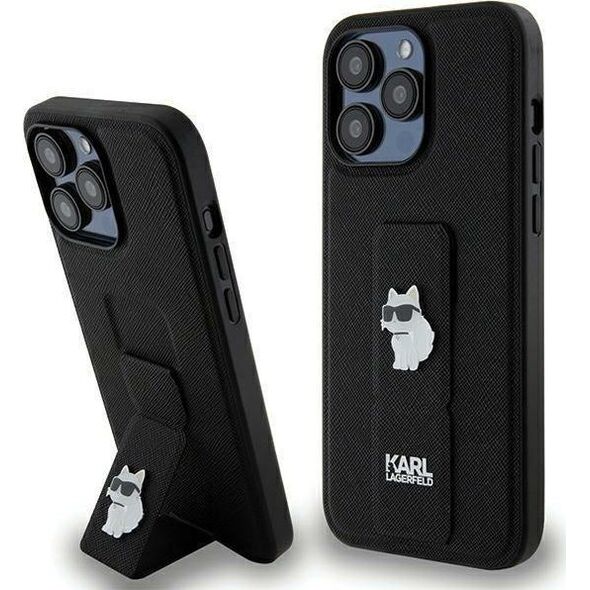 Karl Lagerfeld Karl Lagerfeld KLHCP13XGSACHPK iPhone 13 Pro Max 6.7" czarny/black hardcase Gripstand Saffiano Choupette Pins