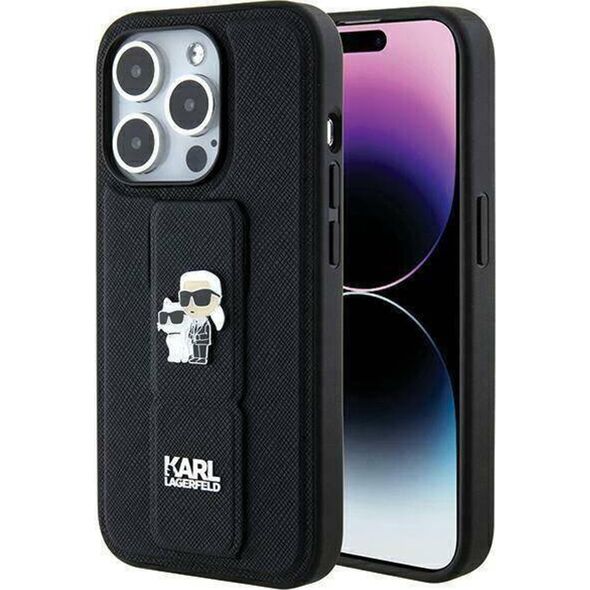 Karl Lagerfeld Karl Lagerfeld KLHCP14LGSAKCPK iPhone 14 Pro 6.1" czarny/black hardcase Gripstand Saffiano Karl&Choupette Pins