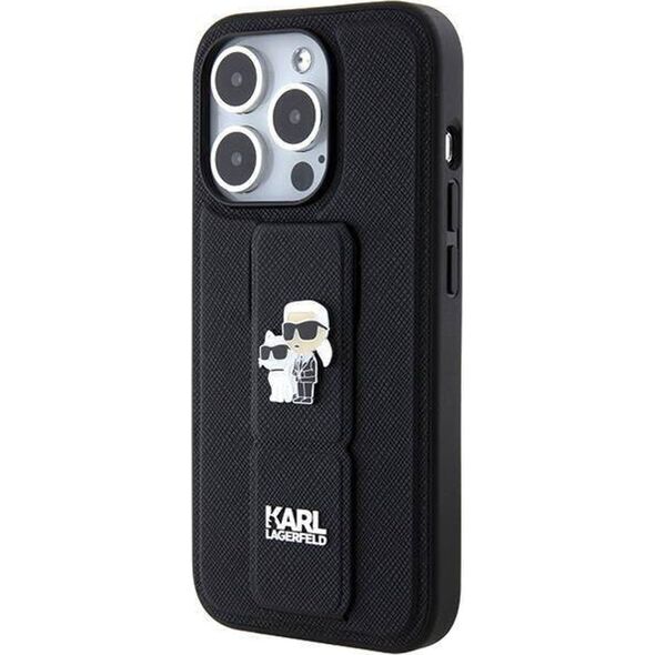 Karl Lagerfeld Karl Lagerfeld KLHCP14LGSAKCPK iPhone 14 Pro 6.1" czarny/black hardcase Gripstand Saffiano Karl&Choupette Pins
