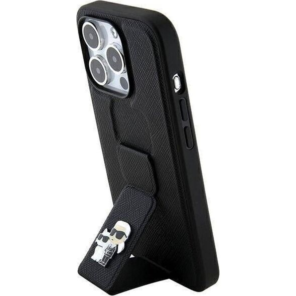 Karl Lagerfeld Karl Lagerfeld KLHCP14LGSAKCPK iPhone 14 Pro 6.1" czarny/black hardcase Gripstand Saffiano Karl&Choupette Pins
