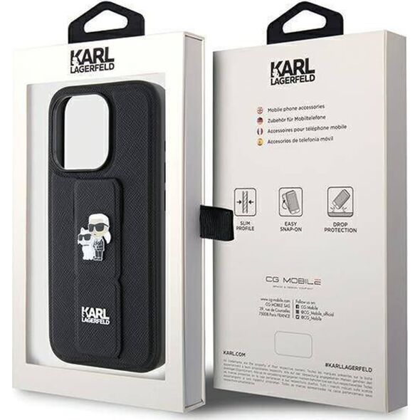 Karl Lagerfeld Karl Lagerfeld KLHCP14LGSAKCPK iPhone 14 Pro 6.1" czarny/black hardcase Gripstand Saffiano Karl&Choupette Pins