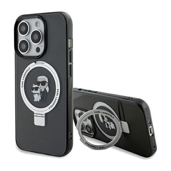 Karl Lagerfeld Karl Lagerfeld KLHMP14LHMRSKCK iPhone 14 Pro 6.1" czarny/black hardcase Ring Stand Karl&Choupettte MagSafe