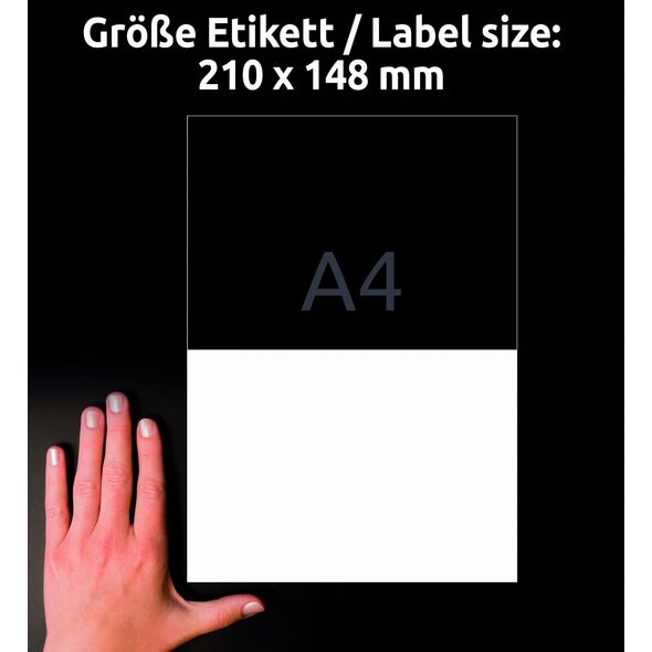 AVERY Universaletiketter Avery 210x148 mm, hvid med Ultragrip + 30% ekstra indhold - (65 ark x 2 stk.)