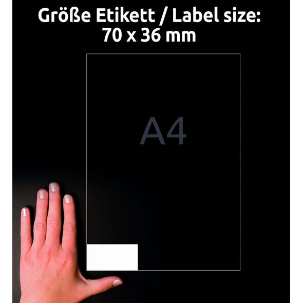 AVERY Universaletiketter Avery 70x36 mm, hvid med Ultragrip + 30% ekstra indhold - (65 ark x  24 stk.)