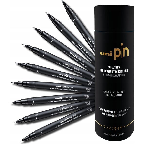 UNIBALL Uni - The Tube Finerliner - Black (9 pcs) (401228) /Arts and Crafts