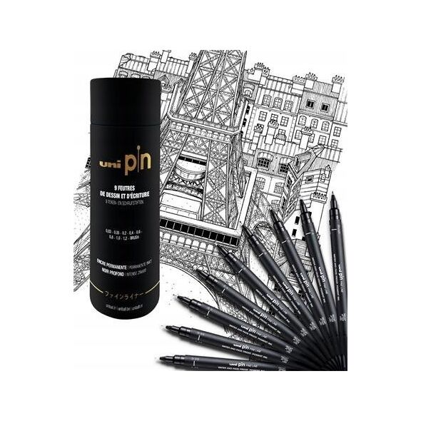 UNIBALL Uni - The Tube Finerliner - Black (9 pcs) (401228) /Arts and Crafts
