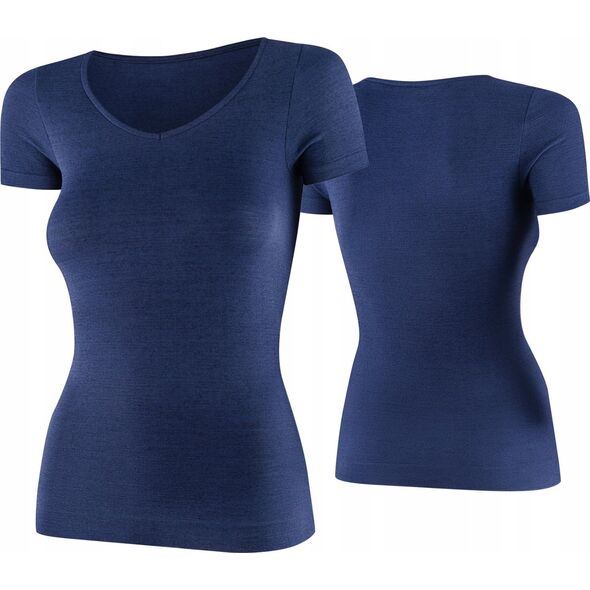 Brubeck SS1398W Koszulka damska z krótkim rękawem COMFORT MERINO granatowy L