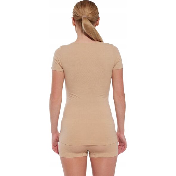 Brubeck SS1398W Koszulka damska z krótkim rękawem COMFORT MERINO beżowy S