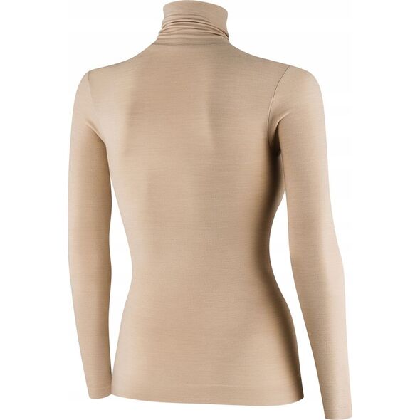 Brubeck LS1627W Koszulka damska z golfem COMFORT MERINO beżowy S