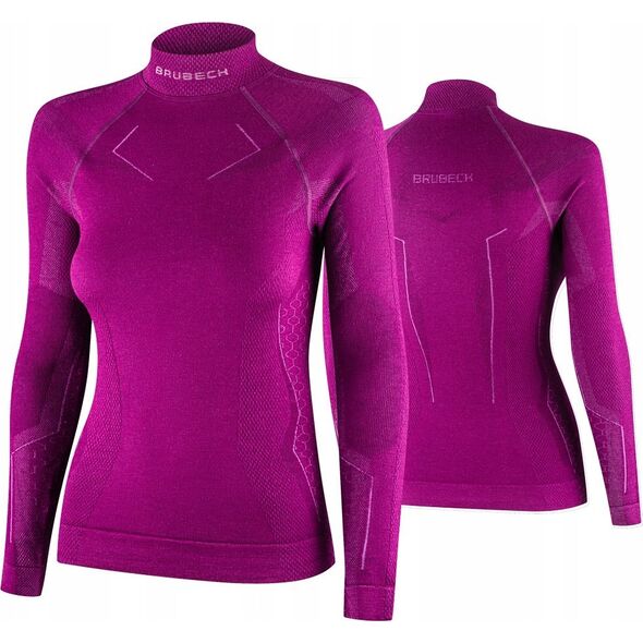 Brubeck LS1665W Bluza damska EXTREME MERINO fuksjowy L