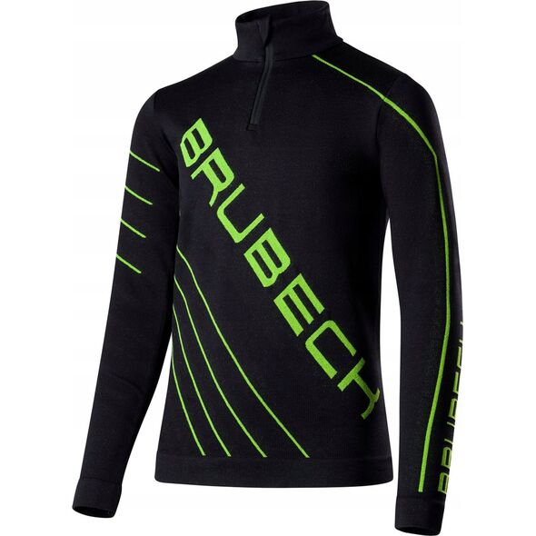 Brubeck LS1636J Bluza piłkarska z krótkim ekspresem DRY JUNIOR czarny/neonowy 140/146