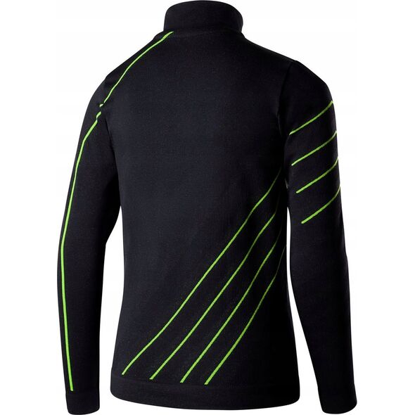 Brubeck LS1636J Bluza piłkarska z krótkim ekspresem DRY JUNIOR czarny/neonowy 140/146