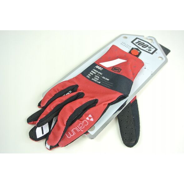 100% Rękawiczki 100% CELIUM Gloves Red - M (długość dłoni 187-193 mm) (NEW 2023)