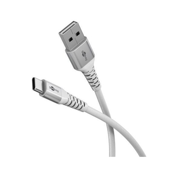 Kabel USB Goobay Super miękki kabel tekstylny USB-C™ z metalowymi złączami, 0,5 m, biały - Długość kabla 0.5 m