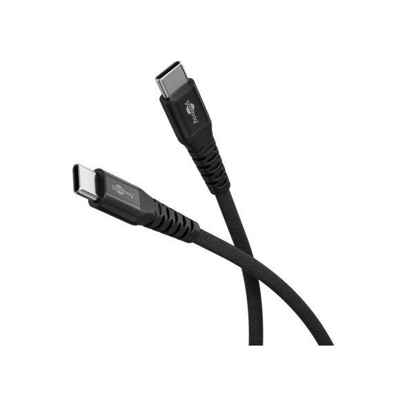 Kabel USB Goobay Super miękki kabel tekstylny USB-C™ z metalowymi złączami, 2 m, czarny