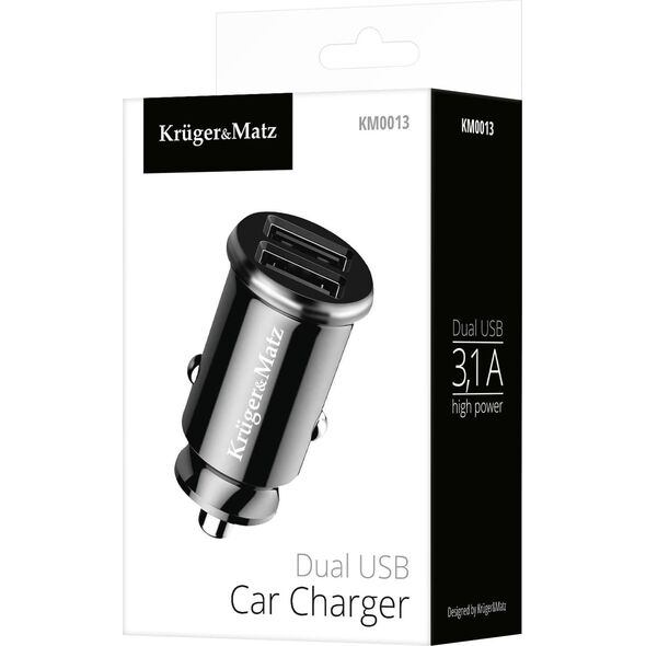 Ładowarka Kruger&Matz Ładowarka samochodowa Kruger&amp|Matz dual USB 3100 mA z funkcją Quick Charge 3.0