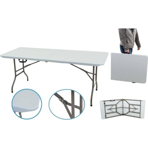 Saska Garden STÓŁ CATERINGOWY SKŁADANY W WALIZKĘ 180x70CM MAX.100KG BIAŁY