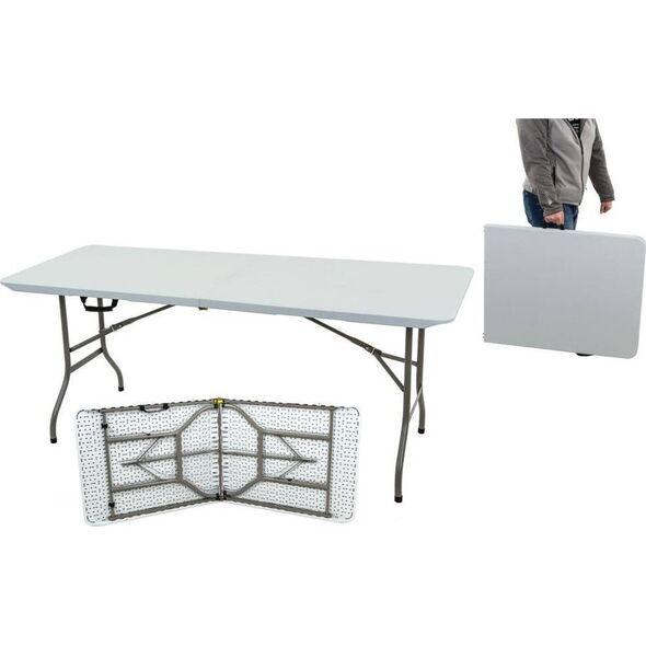 Saska Garden STÓŁ CATERINGOWY SKŁADANY W WALIZKĘ 180x70CM MAX.100KG BIAŁY