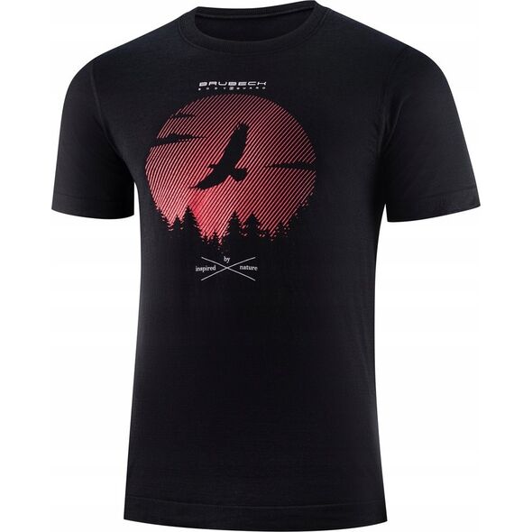 Brubeck SS1265M Koszulka męska z krótkim rękawem OUTDOOR WOOL PRO czarny S - ORZEŁ 1