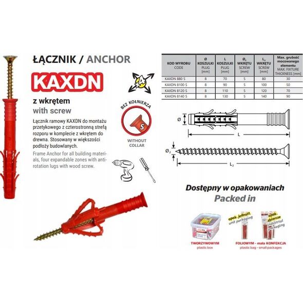 UN KOÅEK RAMOWY WSZECHSTRONNY KAXDN 8*100MM NYLON
