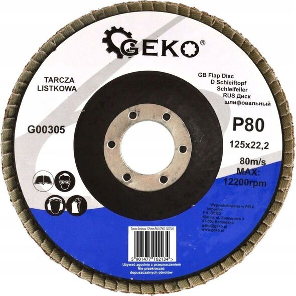 Geko Tarcza listkowa 125mm P80 GEKO (10/200)
