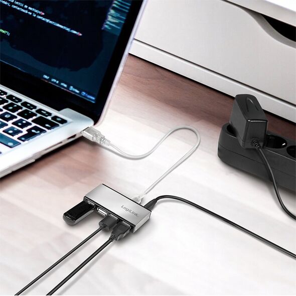 HUB USB LogiLink LogiLink USB 2.0 4-port HUB m. Netzteil Alu