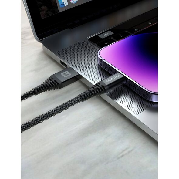 Kabel USB Swissten Data Cable Kevlar Usb-C / Usb-C 1.5 M Antracit